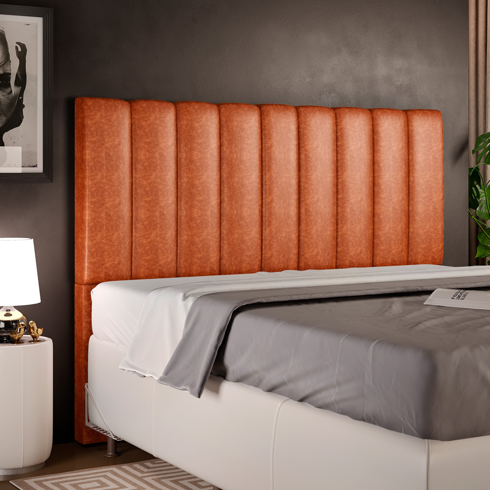 Cabeceira Cama Box Casal Queen 160 cm Dália W01 Couríssimo Camel - Lyam Decor