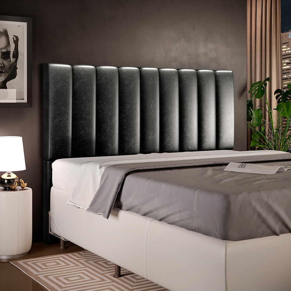 Cabeceira Cama Box Casal Queen 160 cm Dália W01 Couríssimo Preto - Lyam Decor
