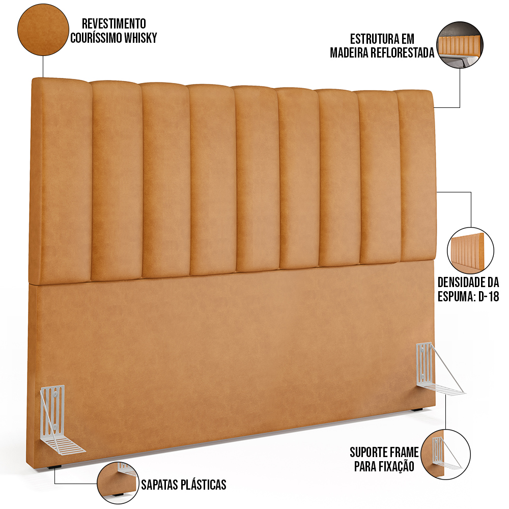 Cabeceira Cama Box Casal Queen 160 cm Dália W01 Couríssimo Whisky - Lyam Decor