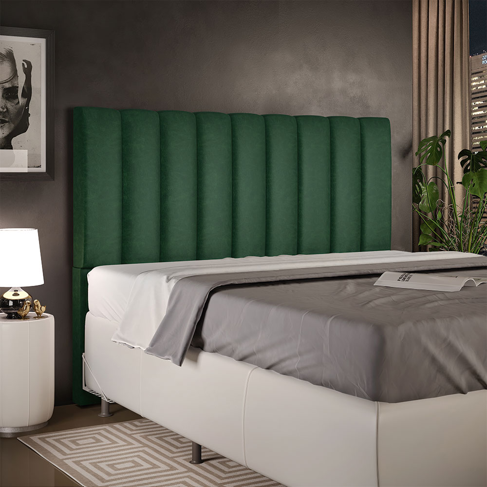 Cabeceira Cama Box Casal Queen 160 cm Dália W01 Facto Verde Musgo - Lyam Decor