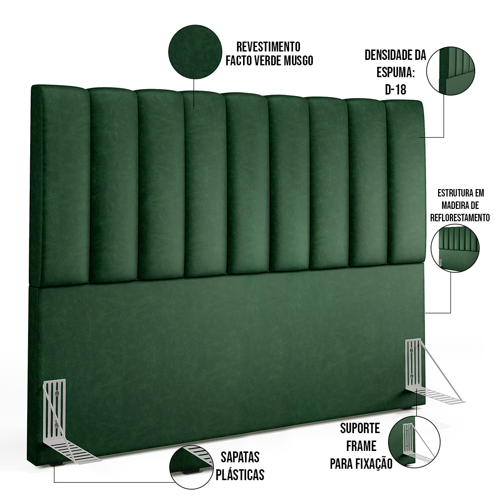 Cabeceira Cama Box Casal Queen 160 cm Dália W01 Facto Verde Musgo - Lyam Decor