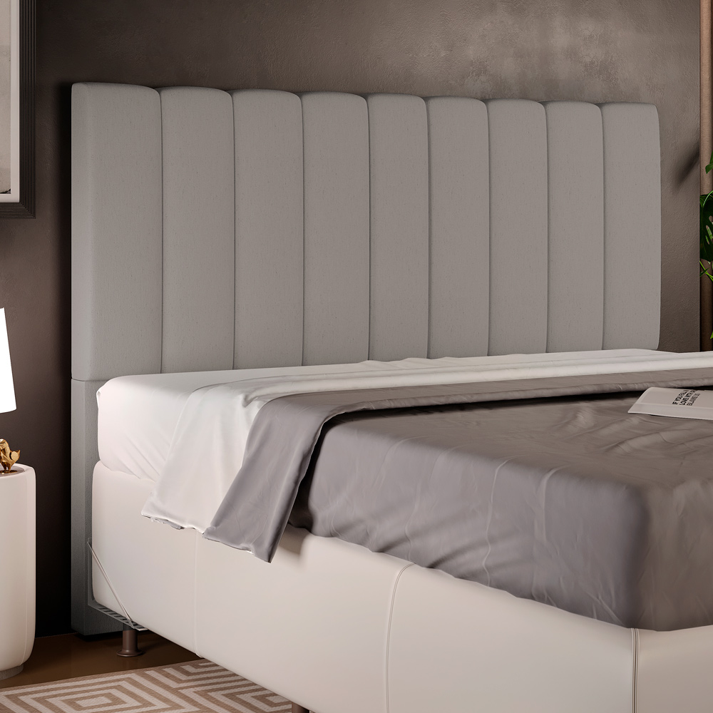 Cabeceira Cama Box Casal Queen 160 cm Dália W01 Linho Bege - Lyam Decor