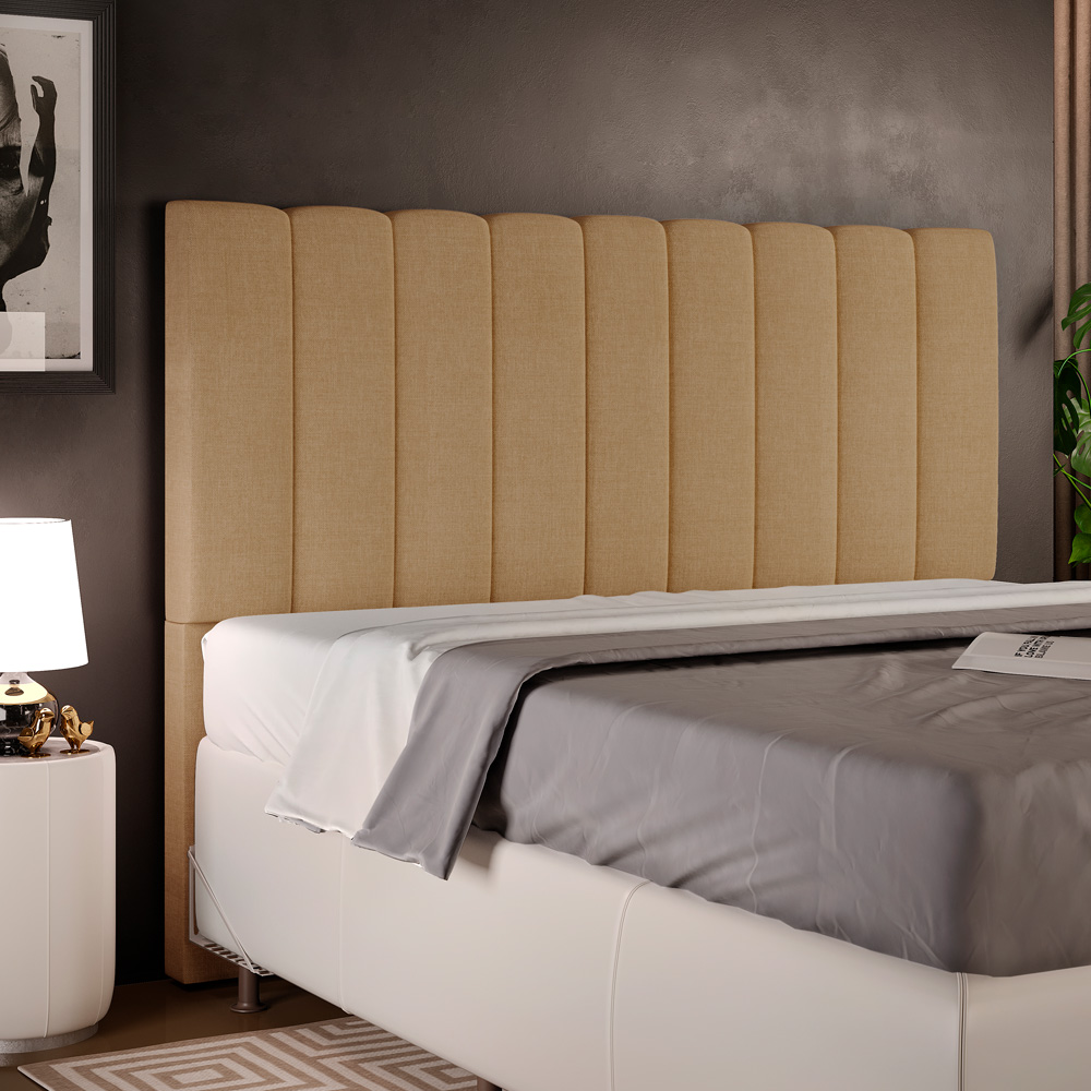 Cabeceira Cama Box Casal Queen 160 cm Dália W01 Linho Bege Escuro - Lyam Decor
