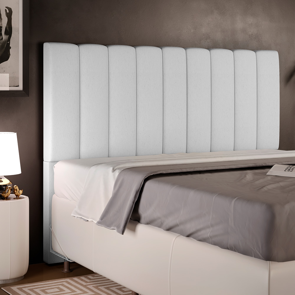 Cabeceira Cama Box Casal Queen 160 cm Dália W01 Linho Cinza - Lyam Decor