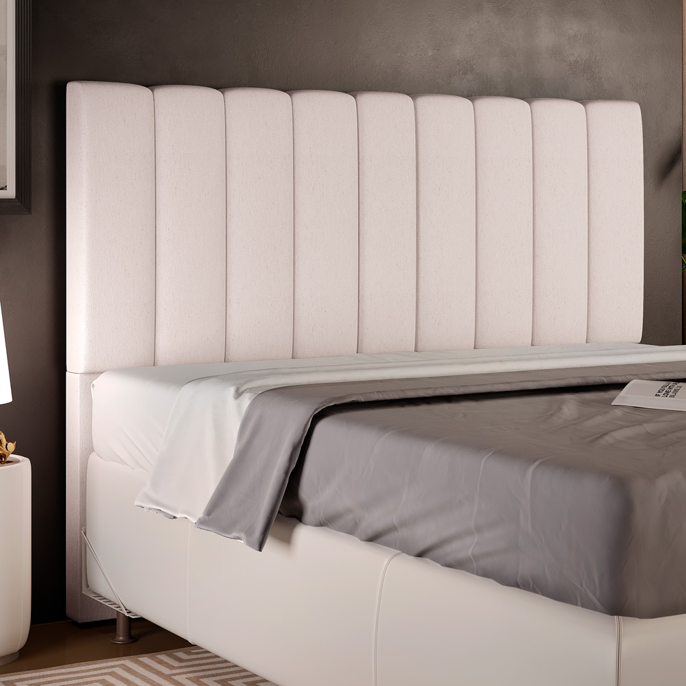 Cabeceira Cama Box Casal Queen 160 cm Dália W01 Linho Cru - Lyam Decor