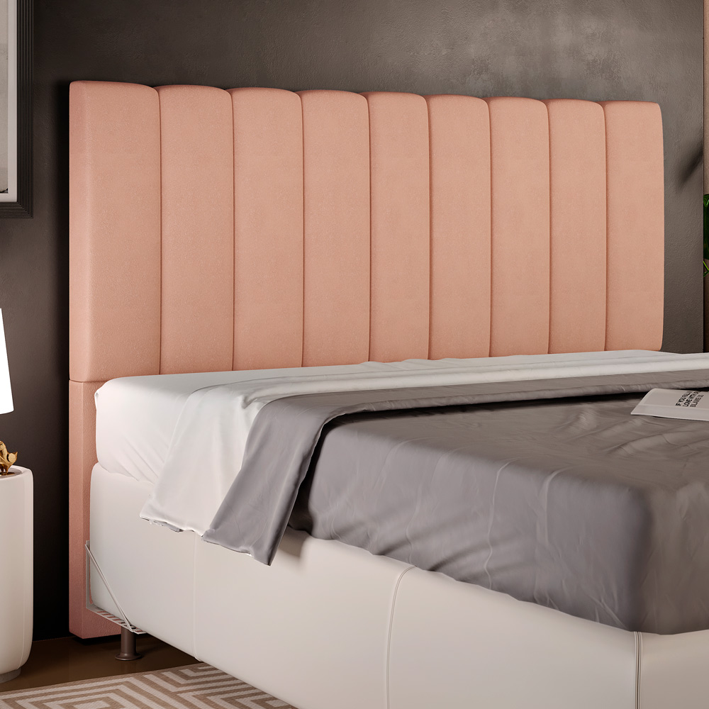 Cabeceira Cama Box Casal Queen 160 cm Dália W01 Linho Rosê - Lyam Decor