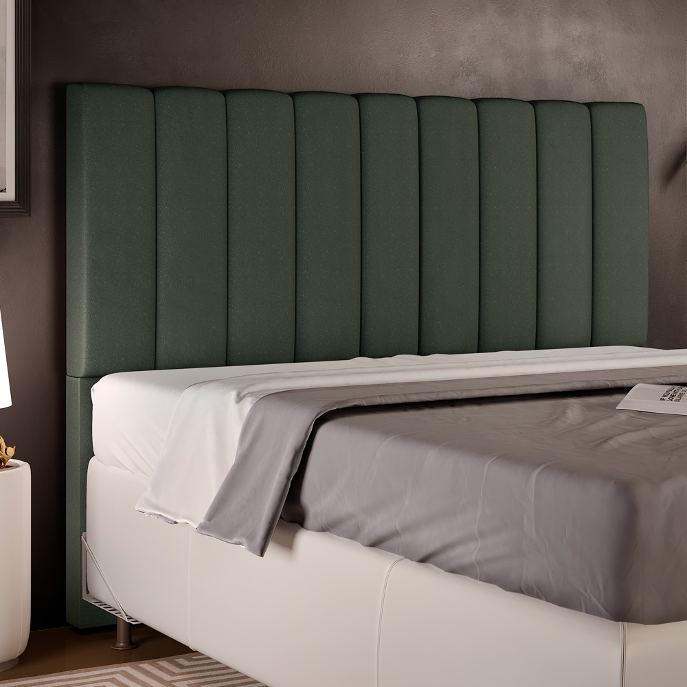 Cabeceira Cama Box Casal Queen 160 cm Dália W01 Linho Verde Musgo - Lyam Decor