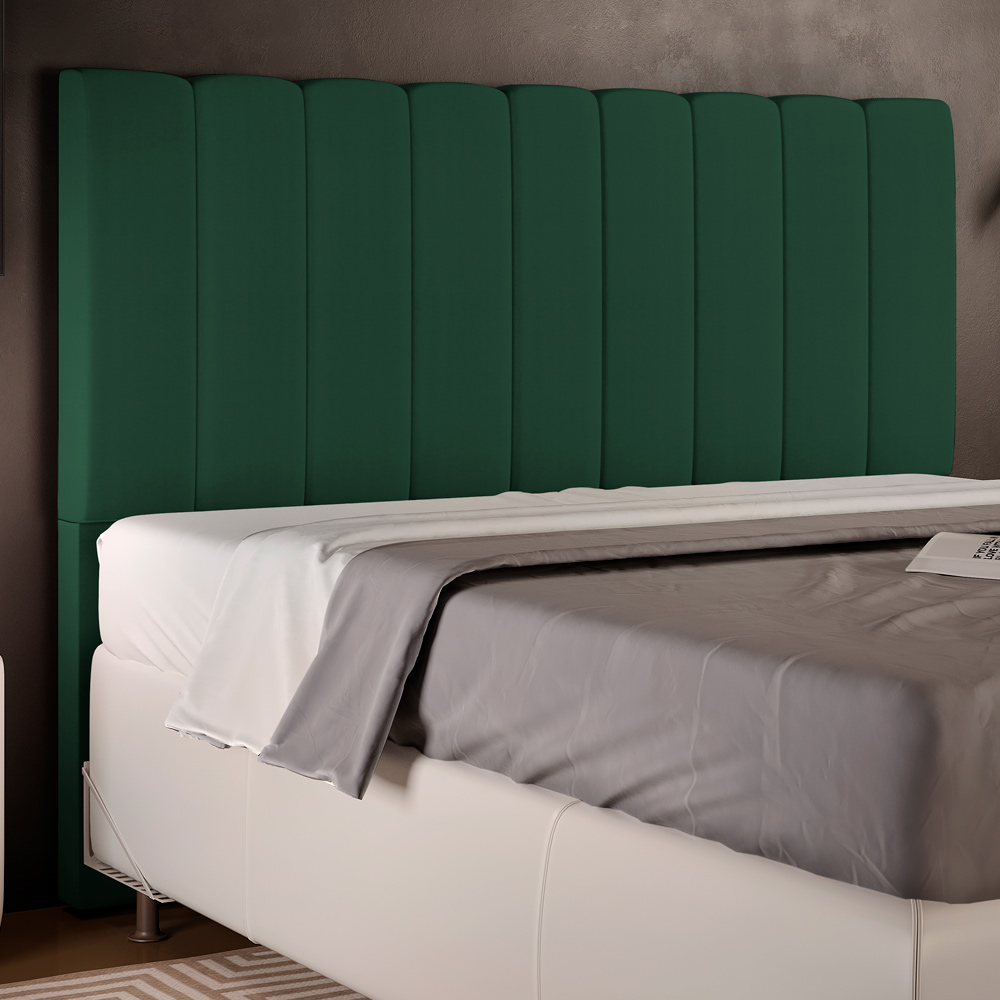 Cabeceira Cama Box Casal Queen 160 cm Dália W01 Suede Verde Musgo - Lyam Decor