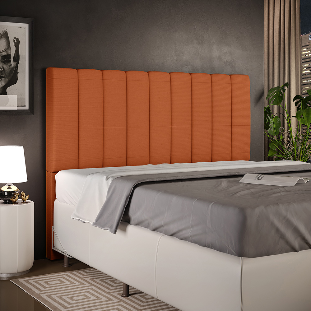 Cabeceira Cama Box Casal Queen 160 cm Dália W01 Tecido Terracota - Lyam Decor