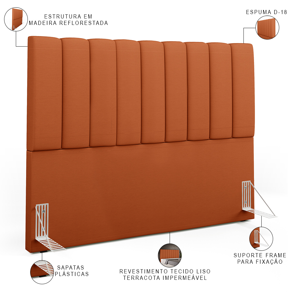 Cabeceira Cama Box Casal Queen 160 cm Dália W01 Tecido Terracota - Lyam Decor