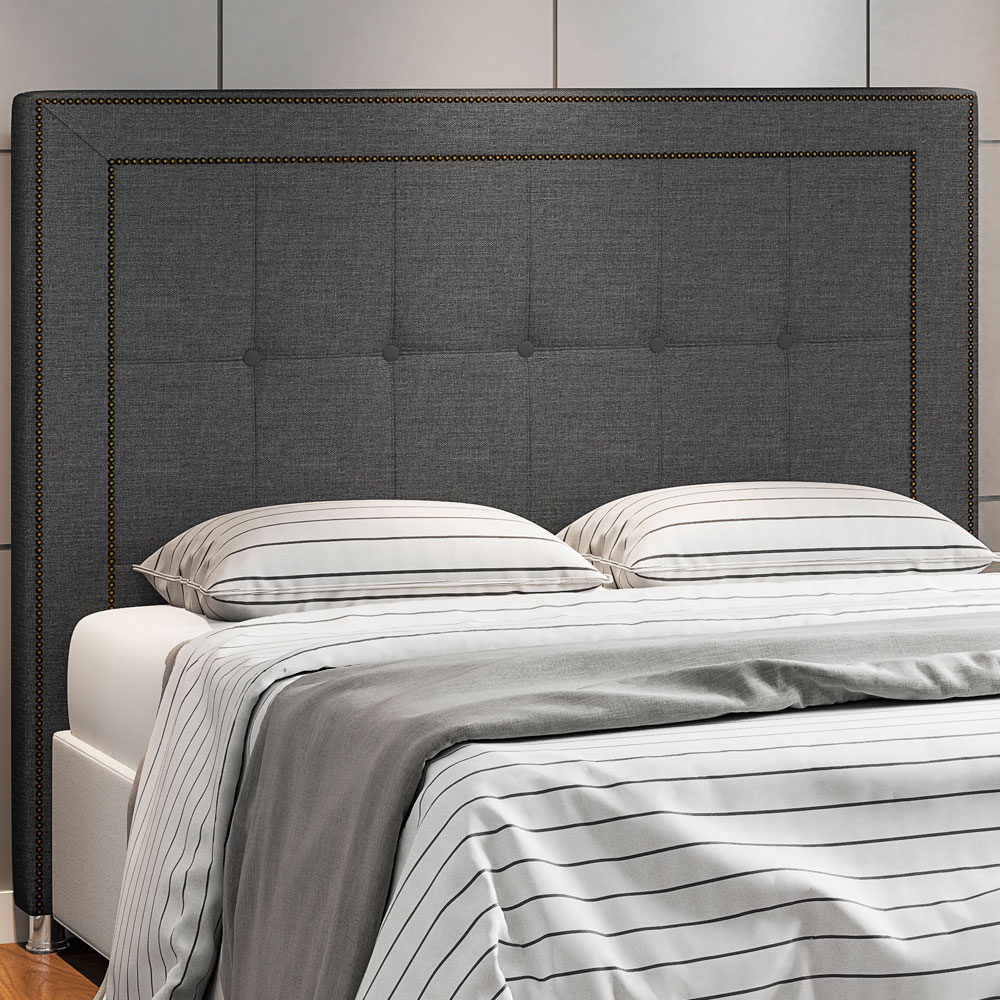 Cabeceira Cama Box Casal Queen 160 cm P05 Atenas Linho Cinza Escuro - Lyam Decor
