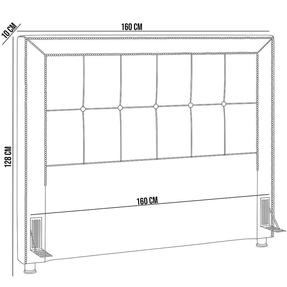 Cabeceira Cama Box Casal Queen 160 cm P05 Atenas Linho Cru - Lyam Decor