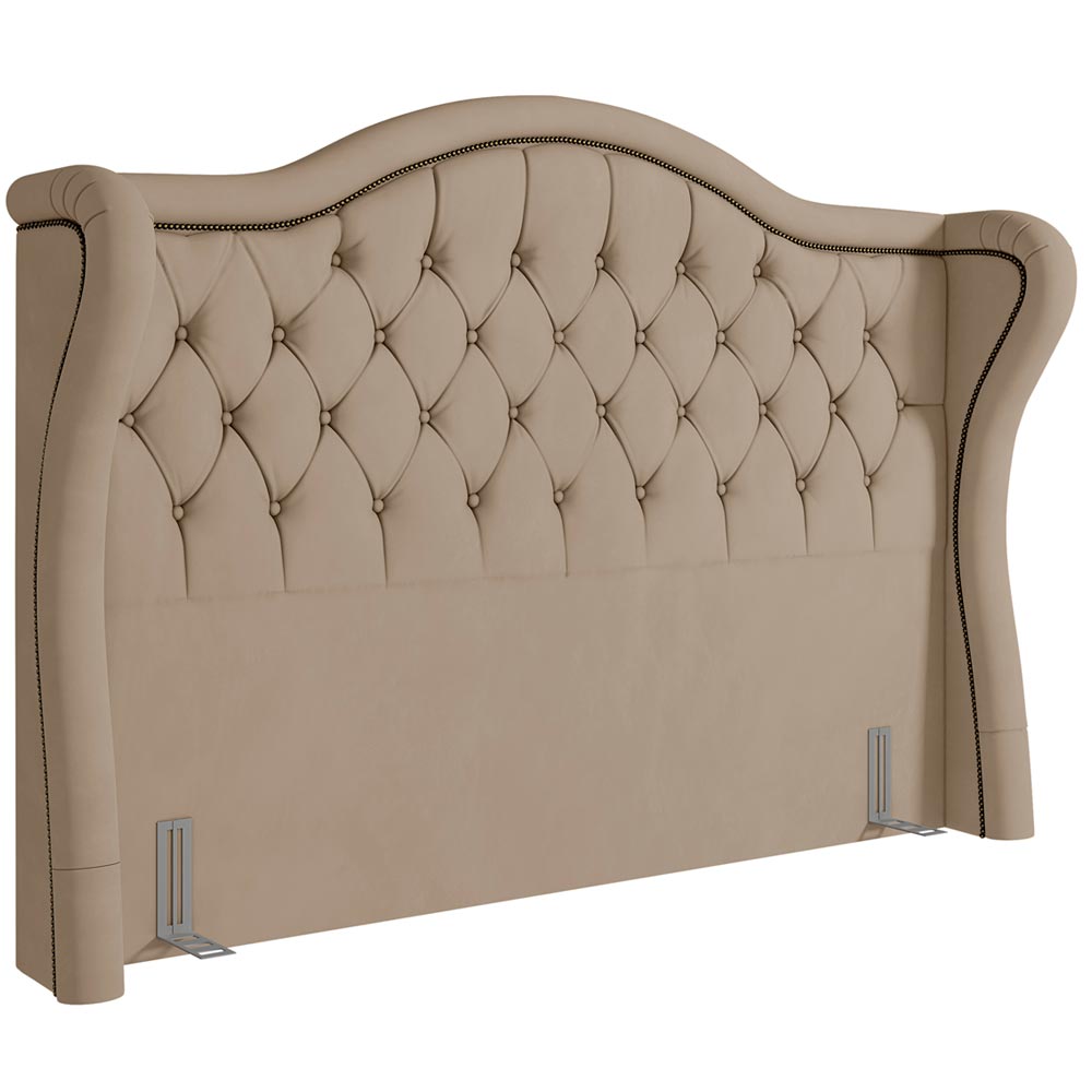 Cabeceira Cama Box Casal Queen 160 cm P05 Lisboa Veludo Bege - Lyam Decor