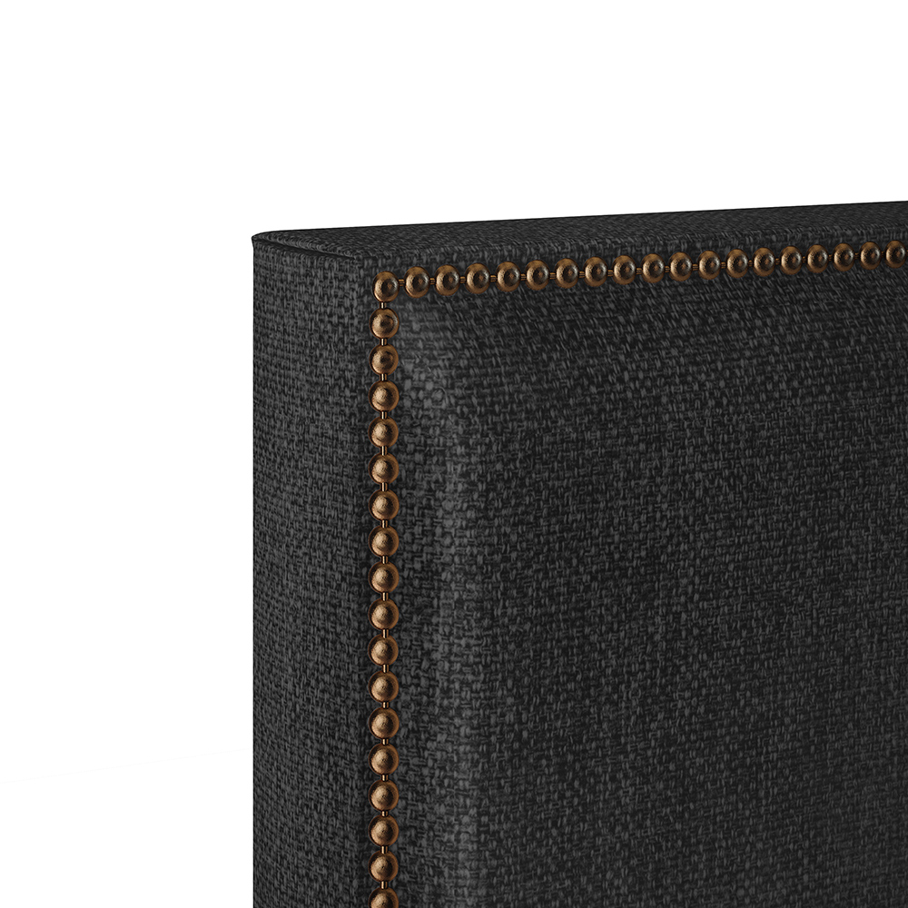 Cabeceira Cama Box Casal Queen Com Tachas 160 Cm Vicenza L02 Linho Chumbo - Lyam Decor