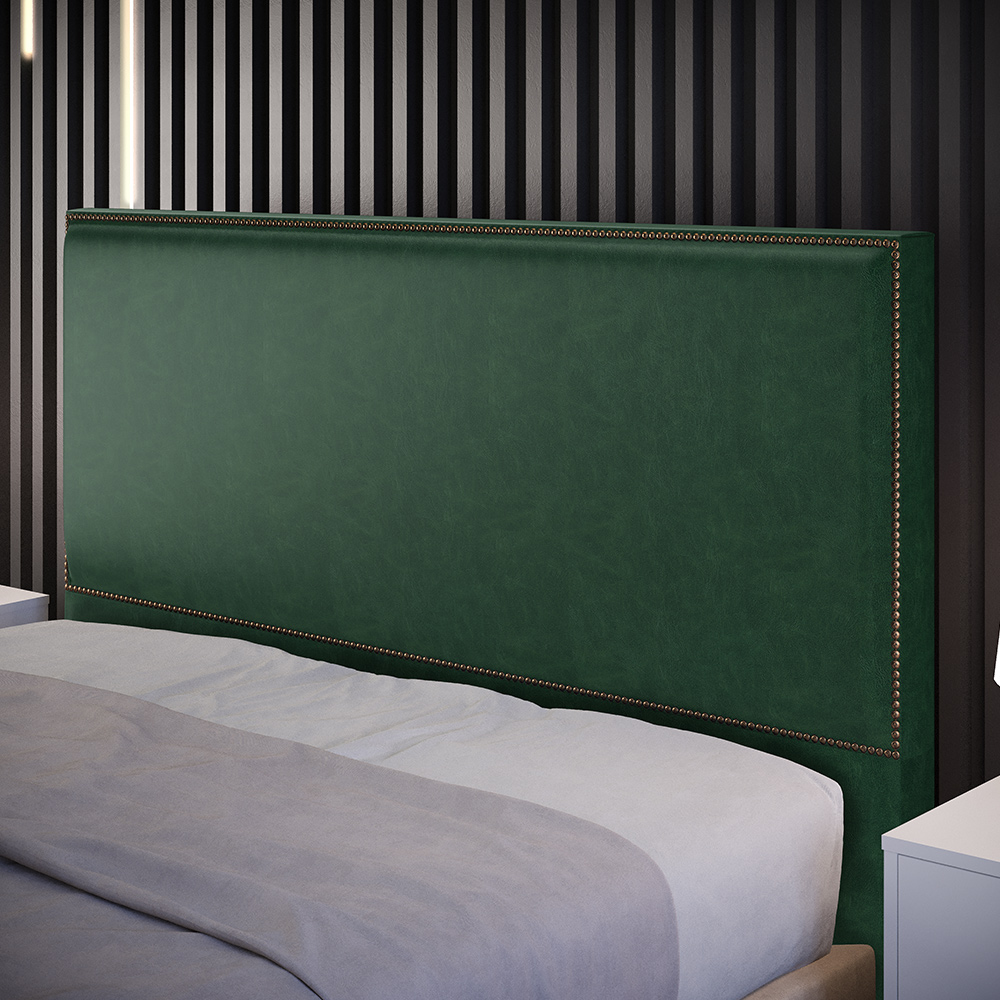 Cabeceira Cama Box Casal Queen Com Tachas 160 cm Vicenza L02 Facto Verde Musgo - Lyam Decor