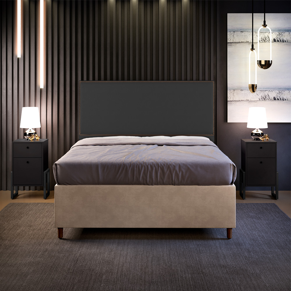 Cabeceira Cama Box Casal Queen Com Tachas 160 cm Vicenza L02 Suede Preto - Lyam Decor