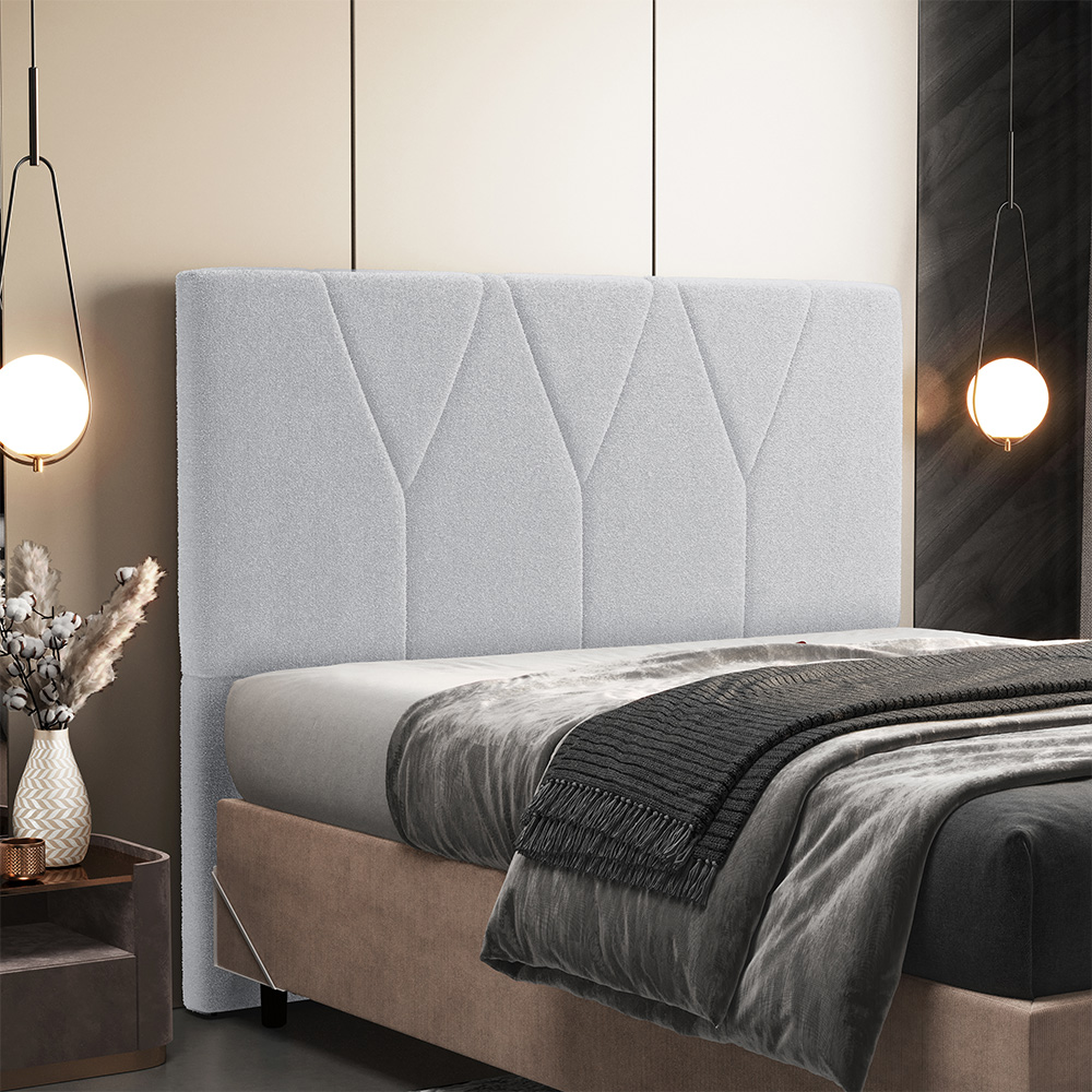 Cabeceira Cama Box Casal Quenn 160 cm Aurora W01 Bouclê Cinza - Lyam Decor