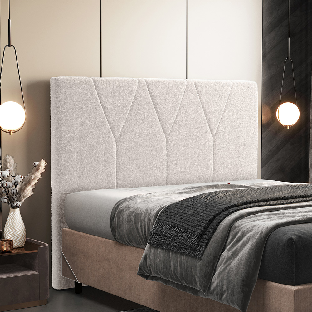 Cabeceira Cama Box Casal Quenn 160 cm Aurora W01 Bouclê Creme - Lyam Decor