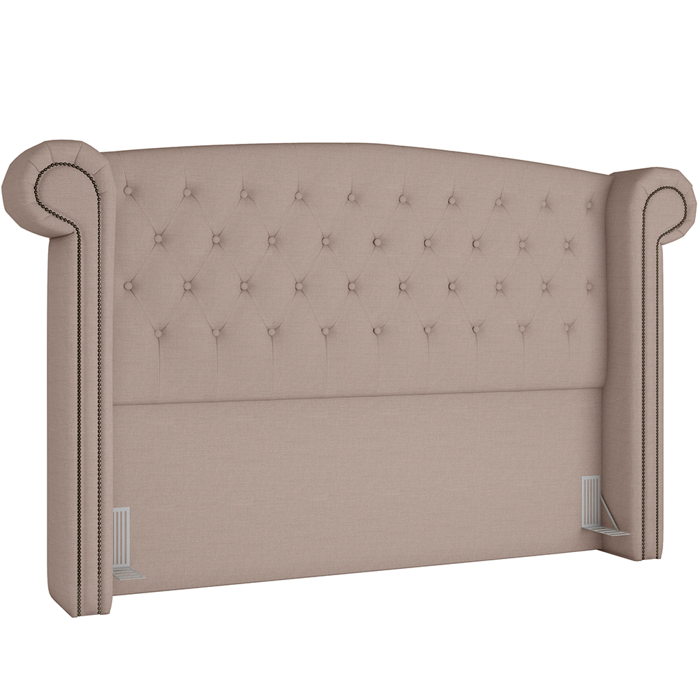 Cabeceira Cama Box Casal com Tachas 140 cm Sofia P05 Linho Bege Areia - Lyam Decor