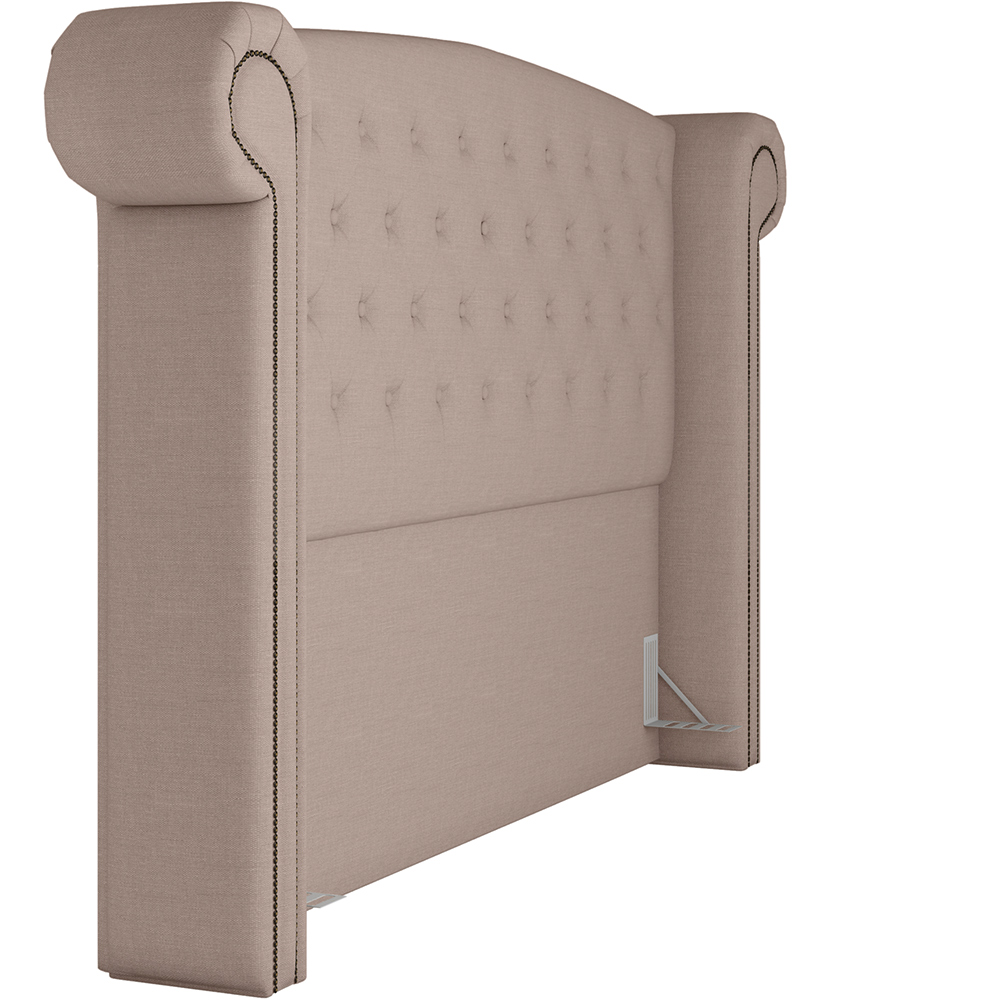 Cabeceira Cama Box Casal com Tachas 140 cm Sofia P05 Linho Bege Areia - Lyam Decor