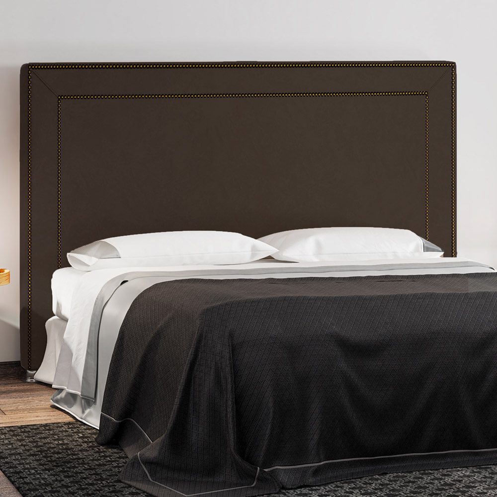 Cabeceira Cama Box King 195 cm P05 Berlim Veludo Marrom - Lyam Decor