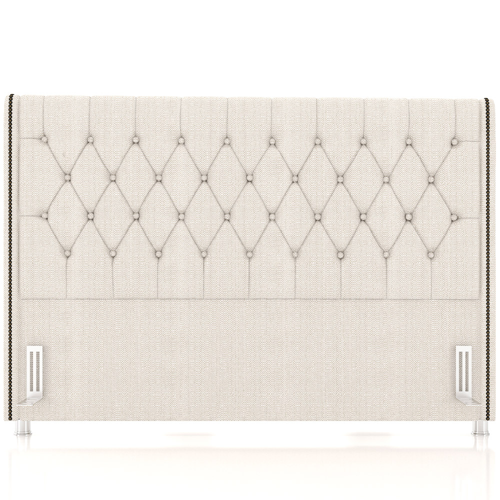 Cabeceira Cama Box King 195cm Estofada Frizza P05 Linho Creme - Lyam Decor