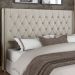 Cabeceira Cama Box King 195cm Estofada Frizza P05 Veludo Bege - Lyam Decor