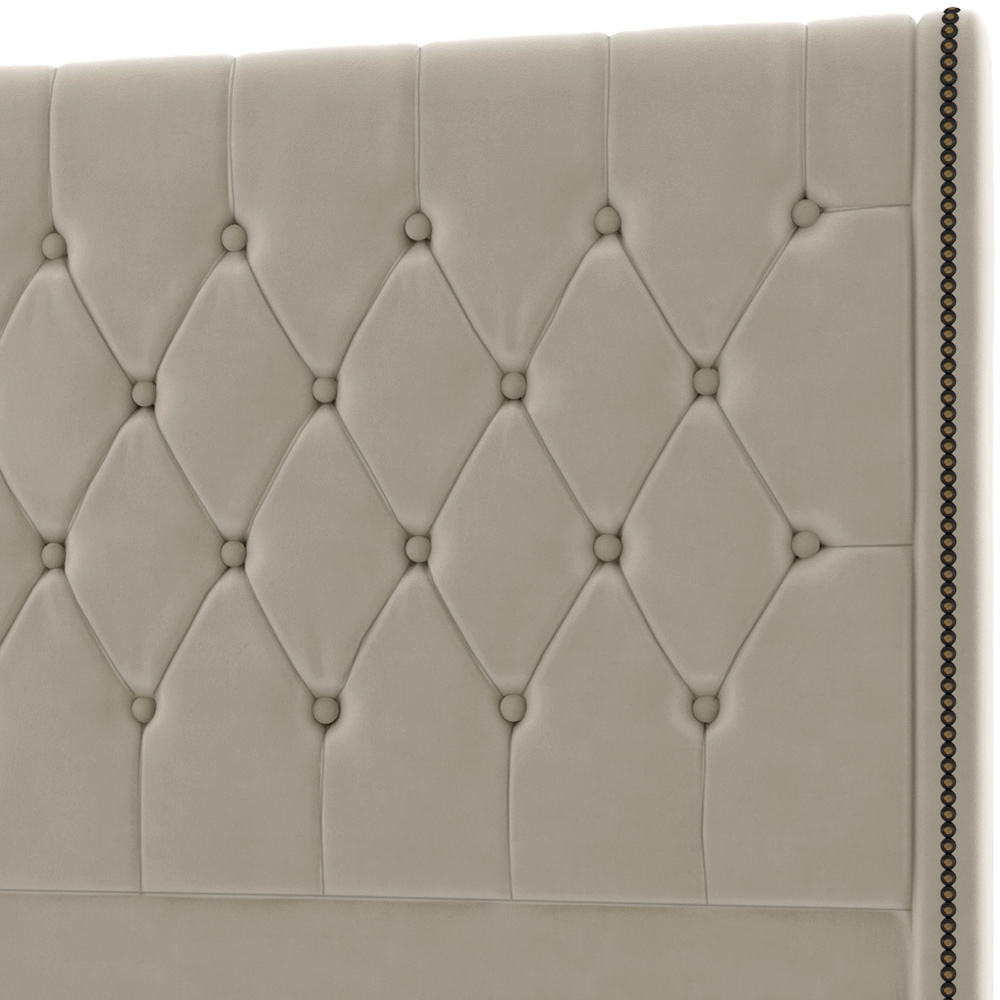 Cabeceira Cama Box King 195cm Estofada Frizza P05 Veludo Bege - Lyam Decor