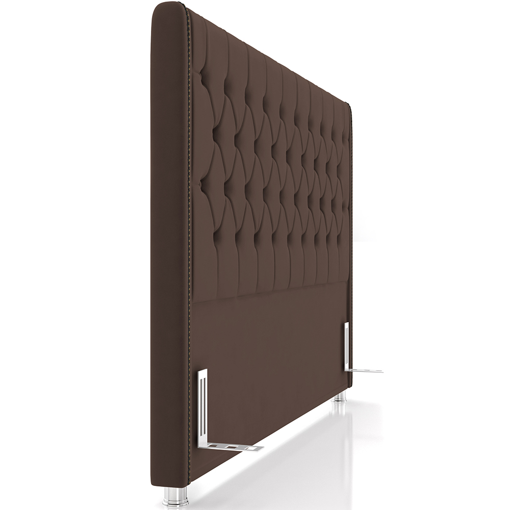 Cabeceira Cama Box King 195cm Estofada Frizza P05 Veludo Marrom - Lyam Decor