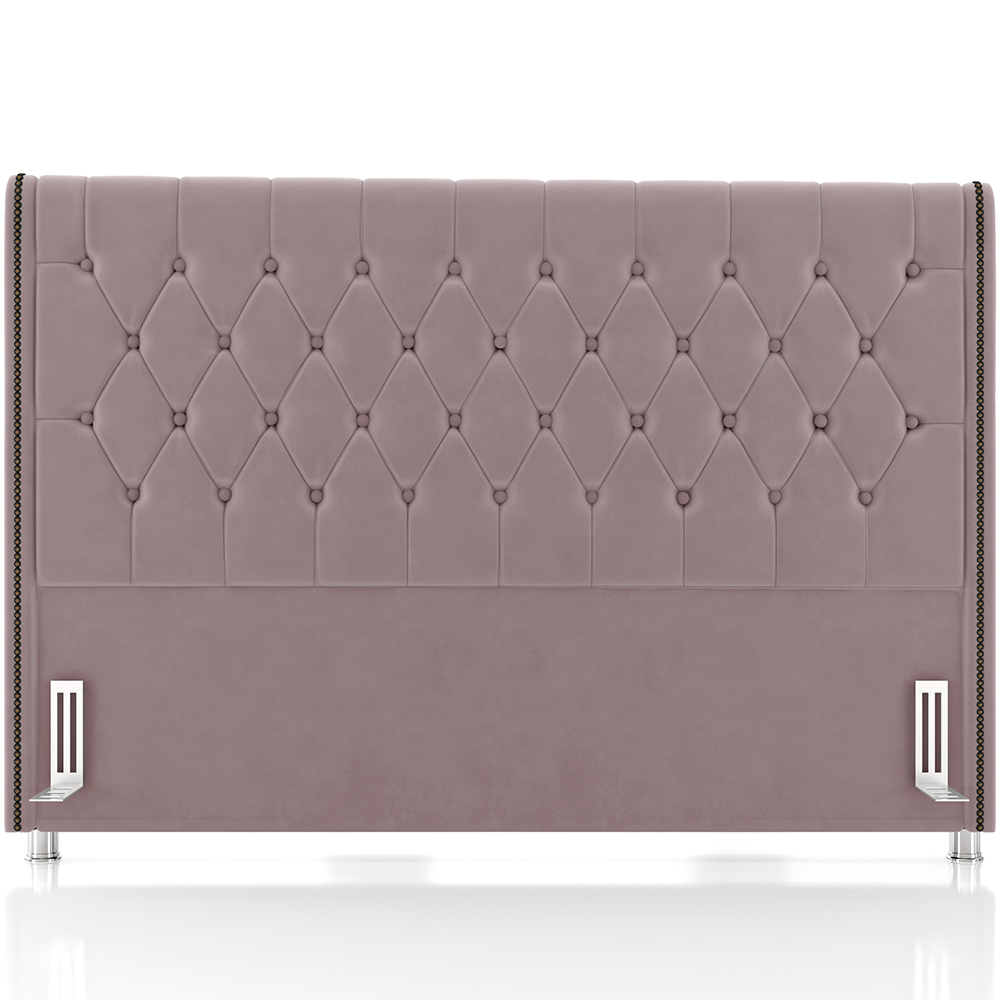 Cabeceira Cama Box King 195cm Estofada Frizza P05 Veludo Rosê - Lyam Decor
