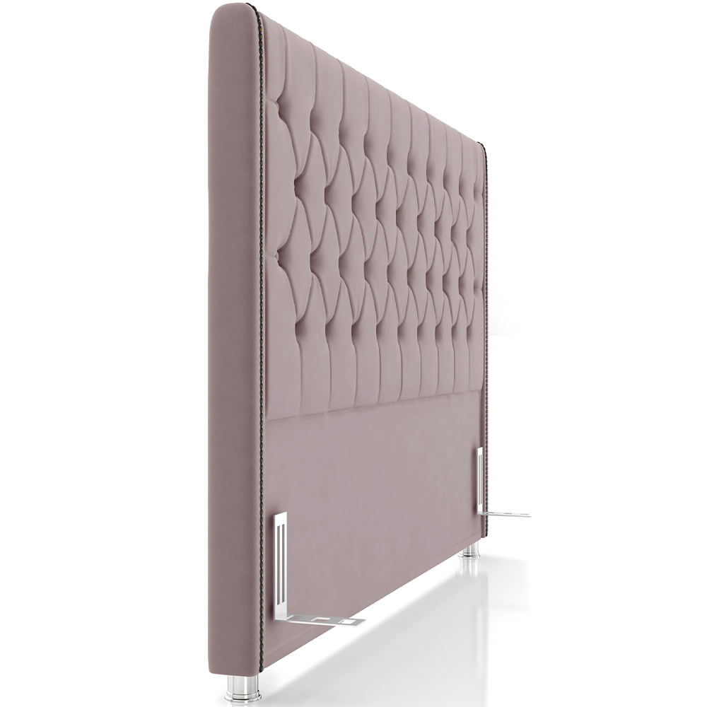 Cabeceira Cama Box King 195cm Estofada Frizza P05 Veludo Rosê - Lyam Decor