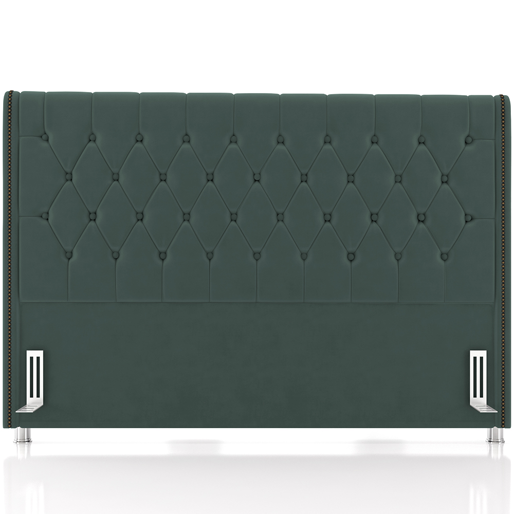 Cabeceira Cama Box King 195cm Estofada Frizza P05 Veludo Verde Musgo - Lyam Decor