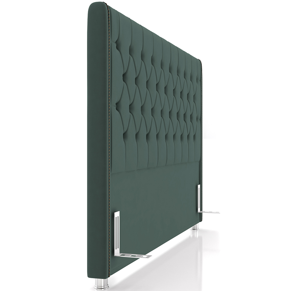 Cabeceira Cama Box King 195cm Estofada Frizza P05 Veludo Verde Musgo - Lyam Decor