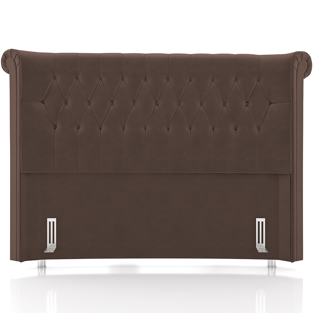 Cabeceira Cama Box King 195cm Estofada Meora P05 Veludo Marrom - Lyam Decor
