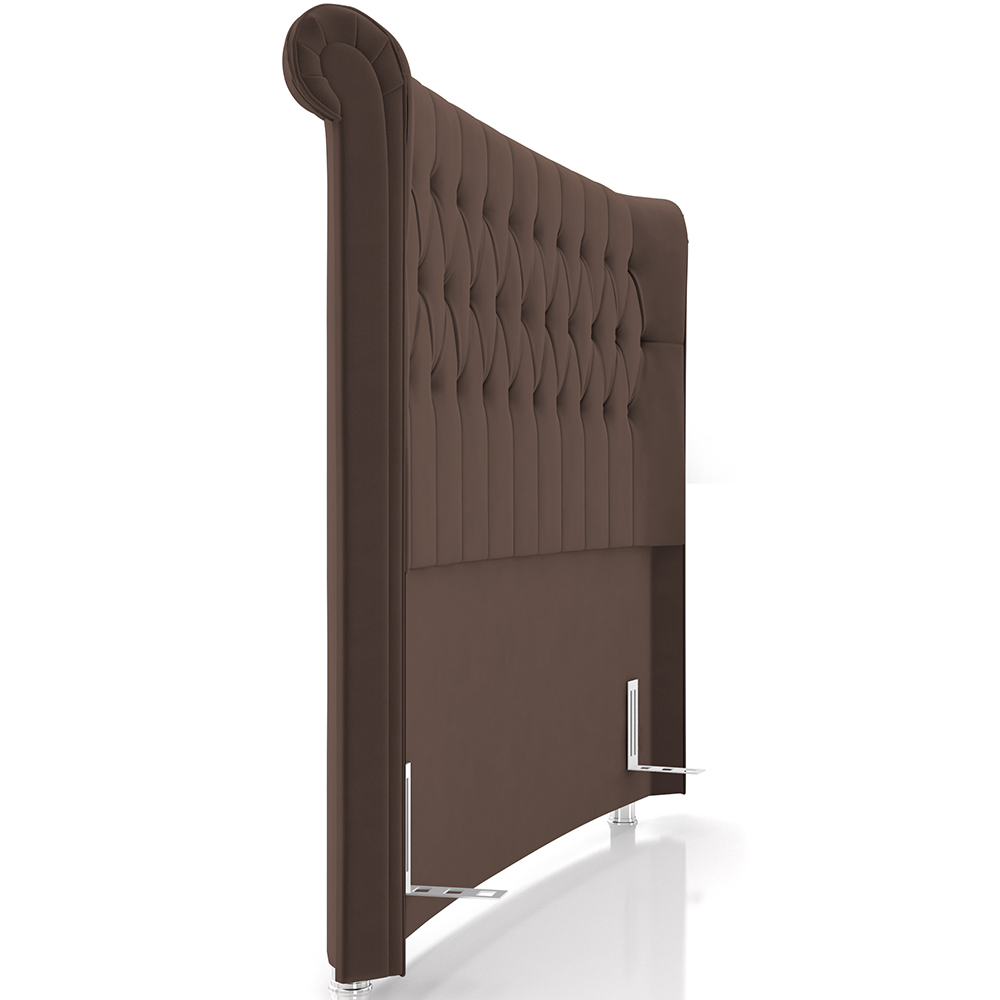 Cabeceira Cama Box King 195cm Estofada Meora P05 Veludo Marrom - Lyam Decor