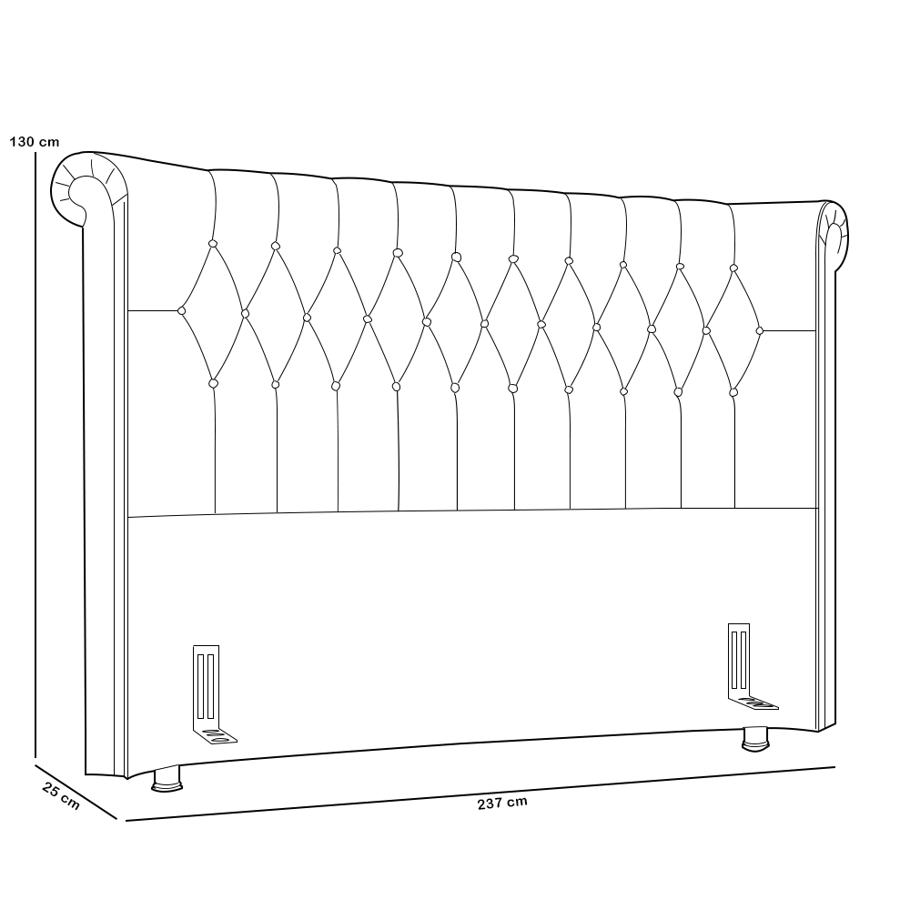 Cabeceira Cama Box King 195cm Estofada Meora P05 Veludo Preto - Lyam Decor