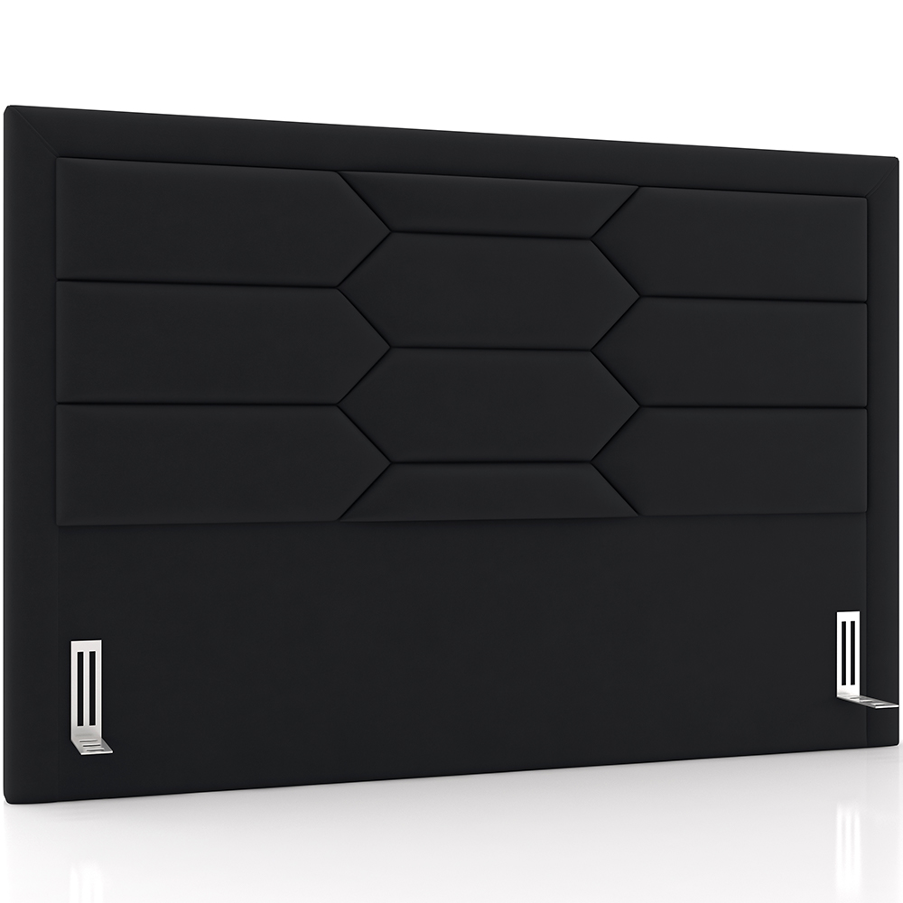 Cabeceira Cama Box King 195cm Estofada Nora P05 Veludo Preto - Lyam Decor