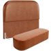 Cabeceira Cama Box King 195cm Lanna com Puff Recamier Doha W01 Couríssimo Camel - Lyam Decor