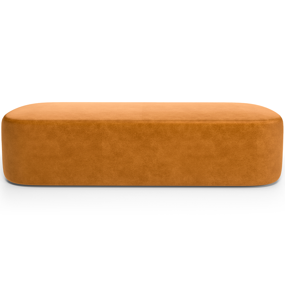 Cabeceira Cama Box King 195cm Lanna com Puff Recamier Doha W01 Couríssimo Whisky - Lyam Decor