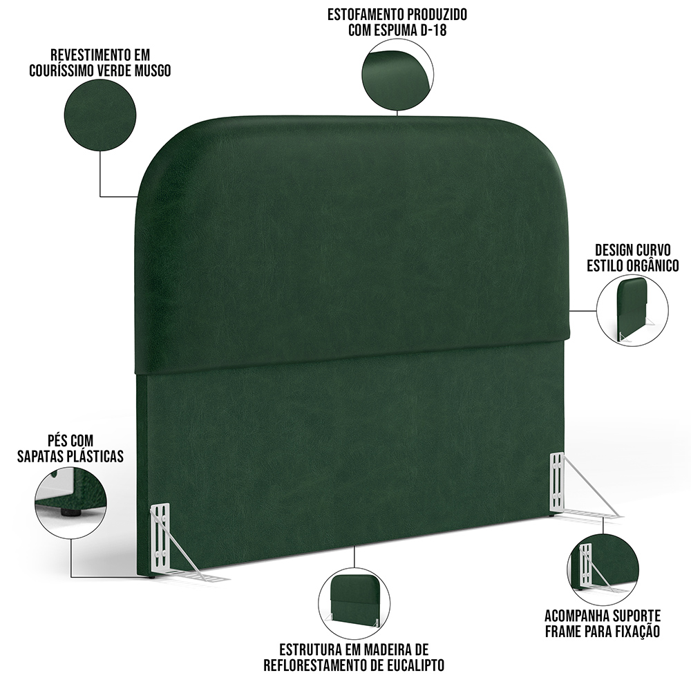 Cabeceira Cama Box King 195cm Orgânica Lanna W01 Couríssimo Verde - Lyam Decor