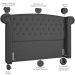 Cabeceira Cama Box King com Tachas 195 cm Sofia P05 Linho Cinza Escuro - Lyam Decor