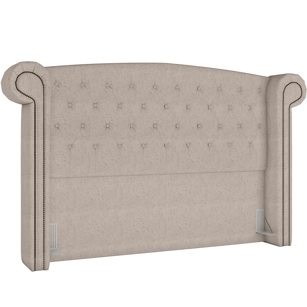 Cabeceira Cama Box King com Tachas 195 cm Sofia P05 Linho Cru - Lyam Decor
