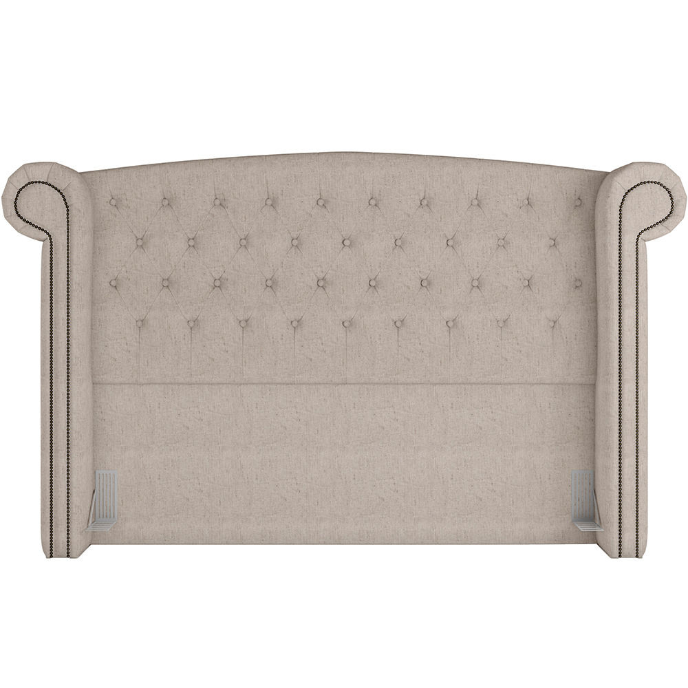 Cabeceira Cama Box King com Tachas 195 cm Sofia P05 Linho Cru - Lyam Decor