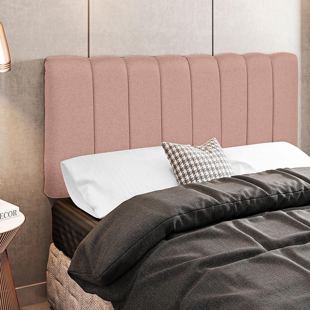 Cabeceira Cama Box Painel Casal 140 cm Dubai W01 Linho Rosê - Lyam Decor