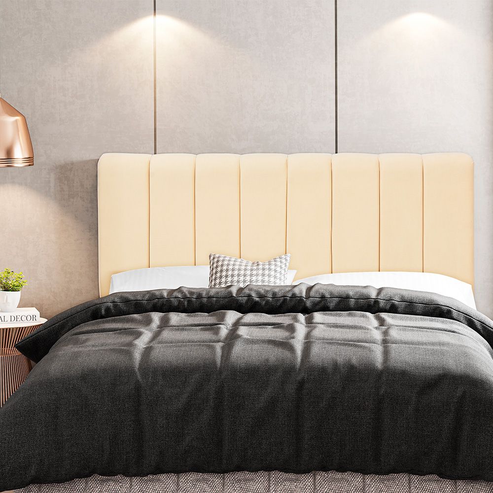 Cabeceira Cama Box Painel Casal 140 cm Dubai W01 Suede Bege - Lyam Decor