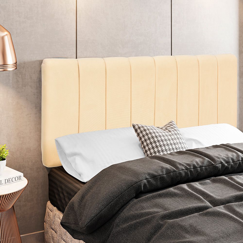 Cabeceira Cama Box Painel Casal 140 cm Dubai W01 Suede Bege - Lyam Decor