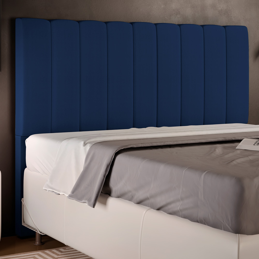 Cabeceira Cama Box Painel Casal Queen 160 cm Dália W01 Suede Azul Marinho - Lyam Decor
