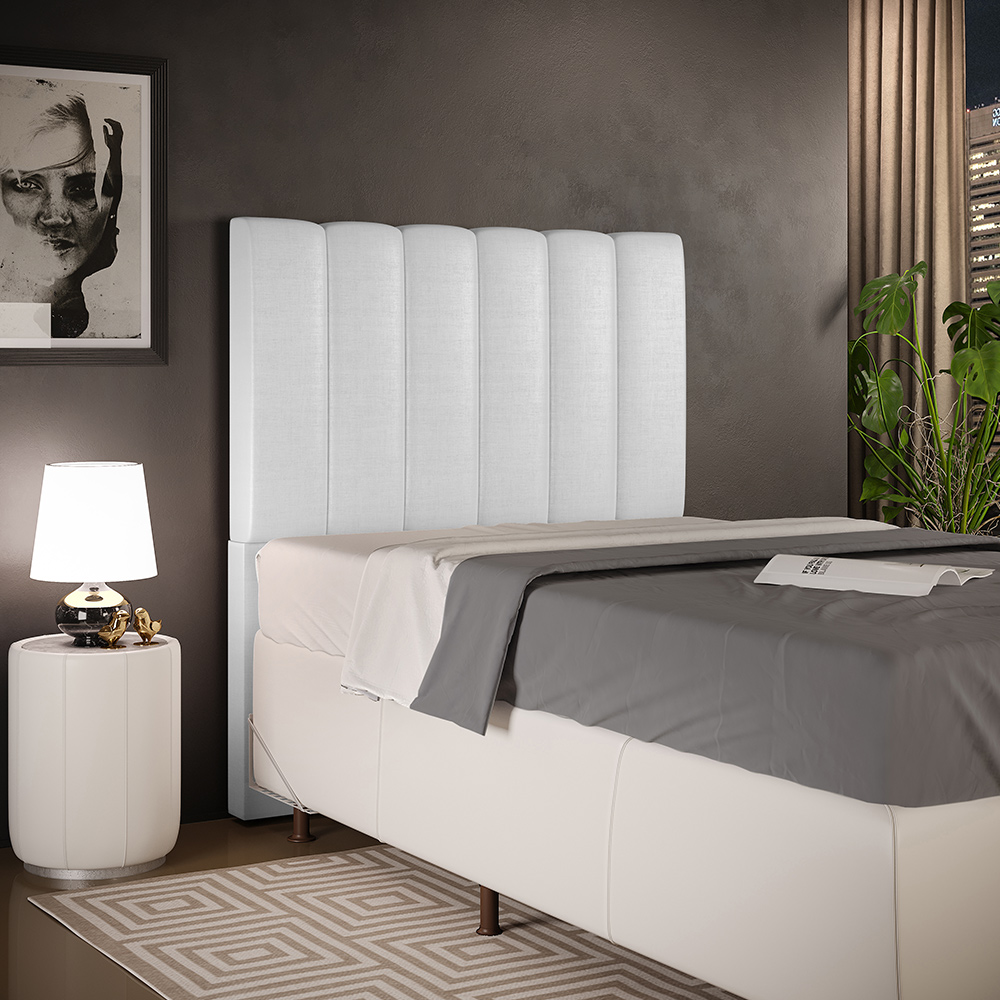 Cabeceira Cama Box Painel Solteiro 100 Cm Dália W01 Facto Cinza Metalizado - Lyam Decor