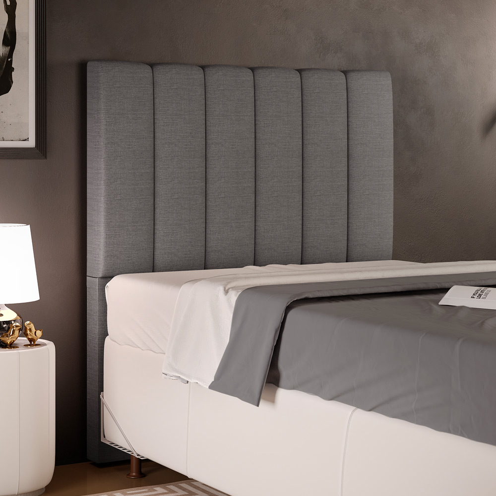 Cabeceira Cama Box Painel Solteiro 100 cm Dália W01 Linho Cinza Escuro - Lyam Decor