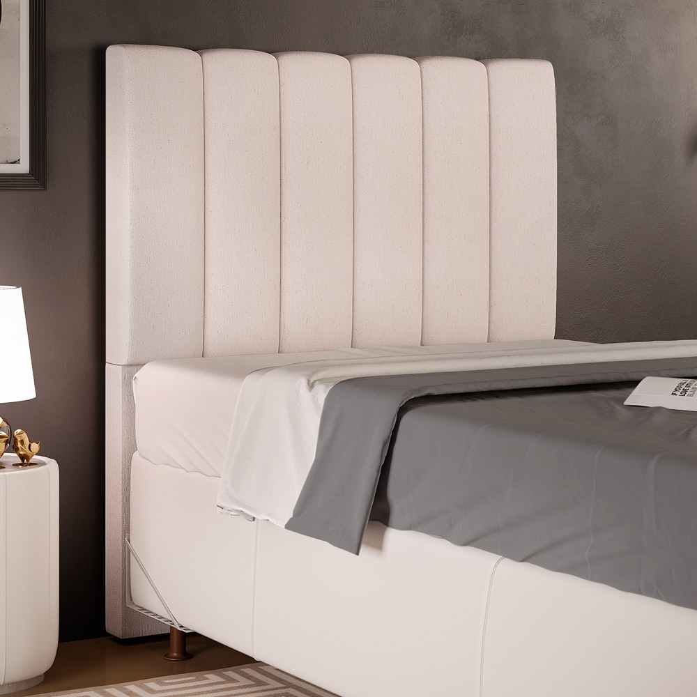 Cabeceira Cama Box Painel Solteiro 100 cm Dália W01 Linho Cru - Lyam Decor